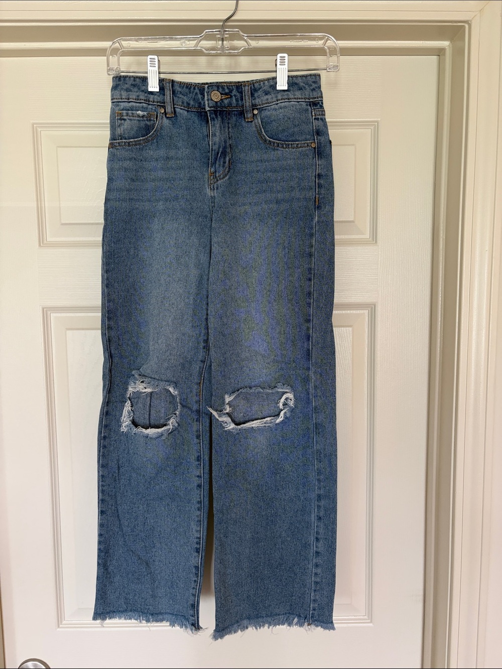 RSQ Blue Distressed Wide-Leg Jeans